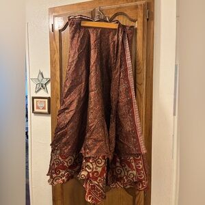 Reversible Elegant Brown Patterned Saree Magic Skirt